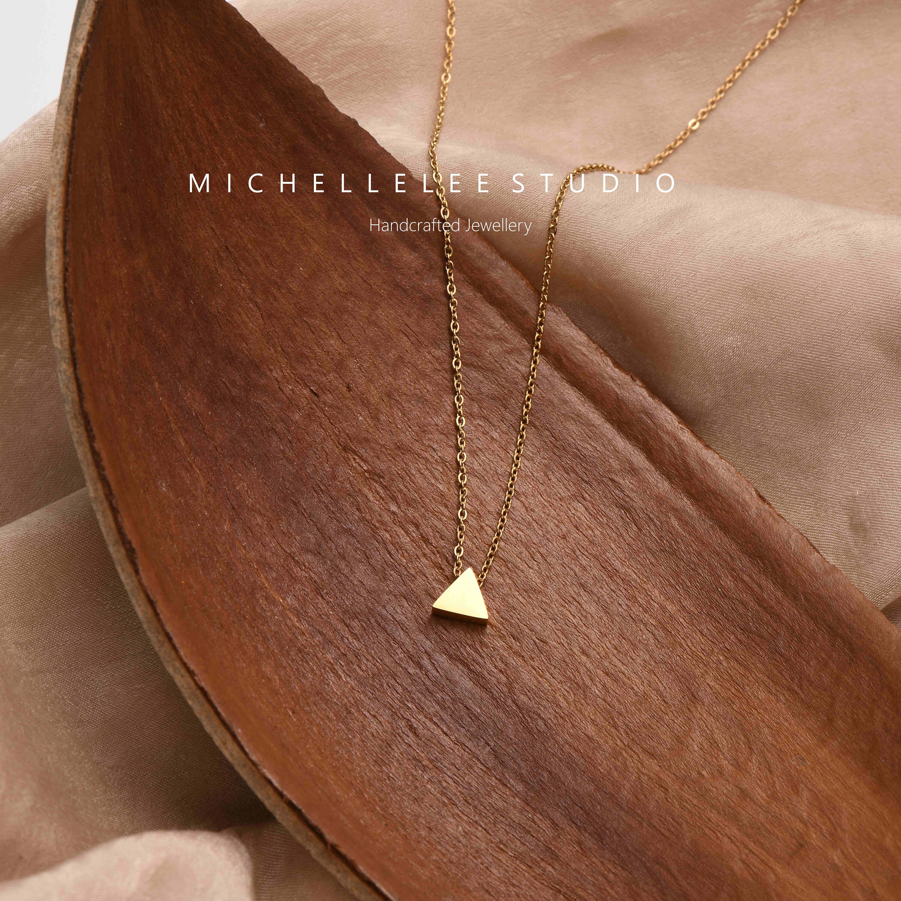 Triangular Pendants Stainless Steel Triangle Pendant Necklace, Gold Silver and Rose Gold ...