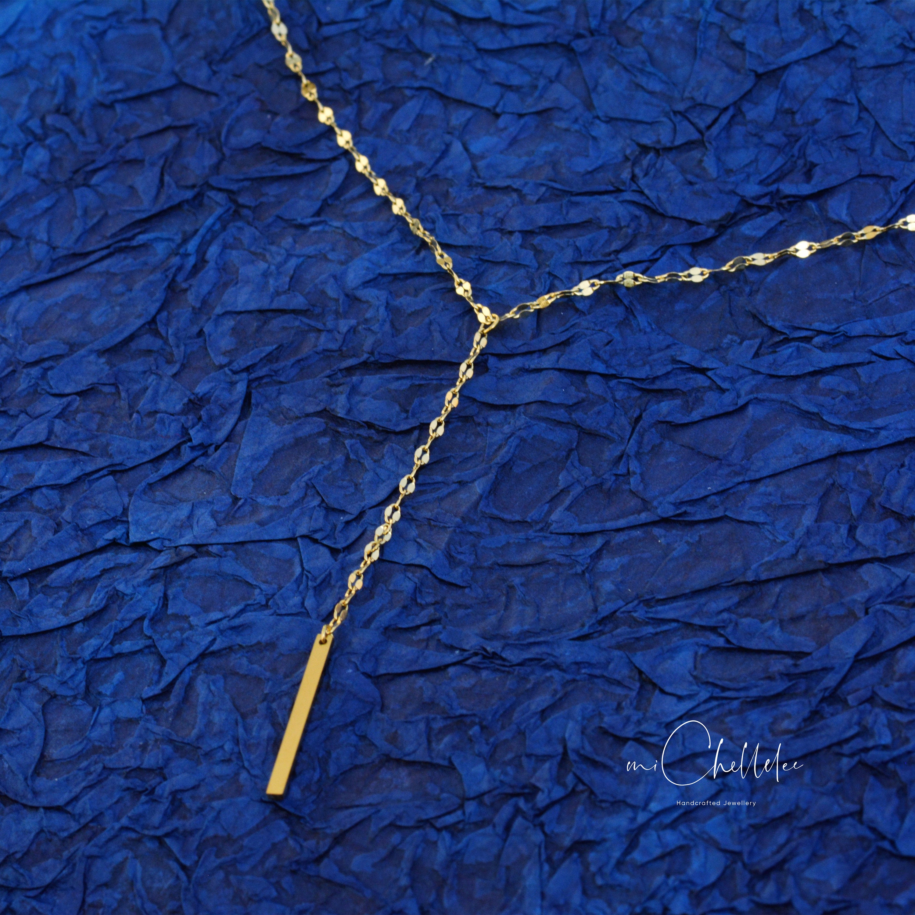 Gold Y Choker Necklace With Chain Down Front Stainless Steel Etsy UK