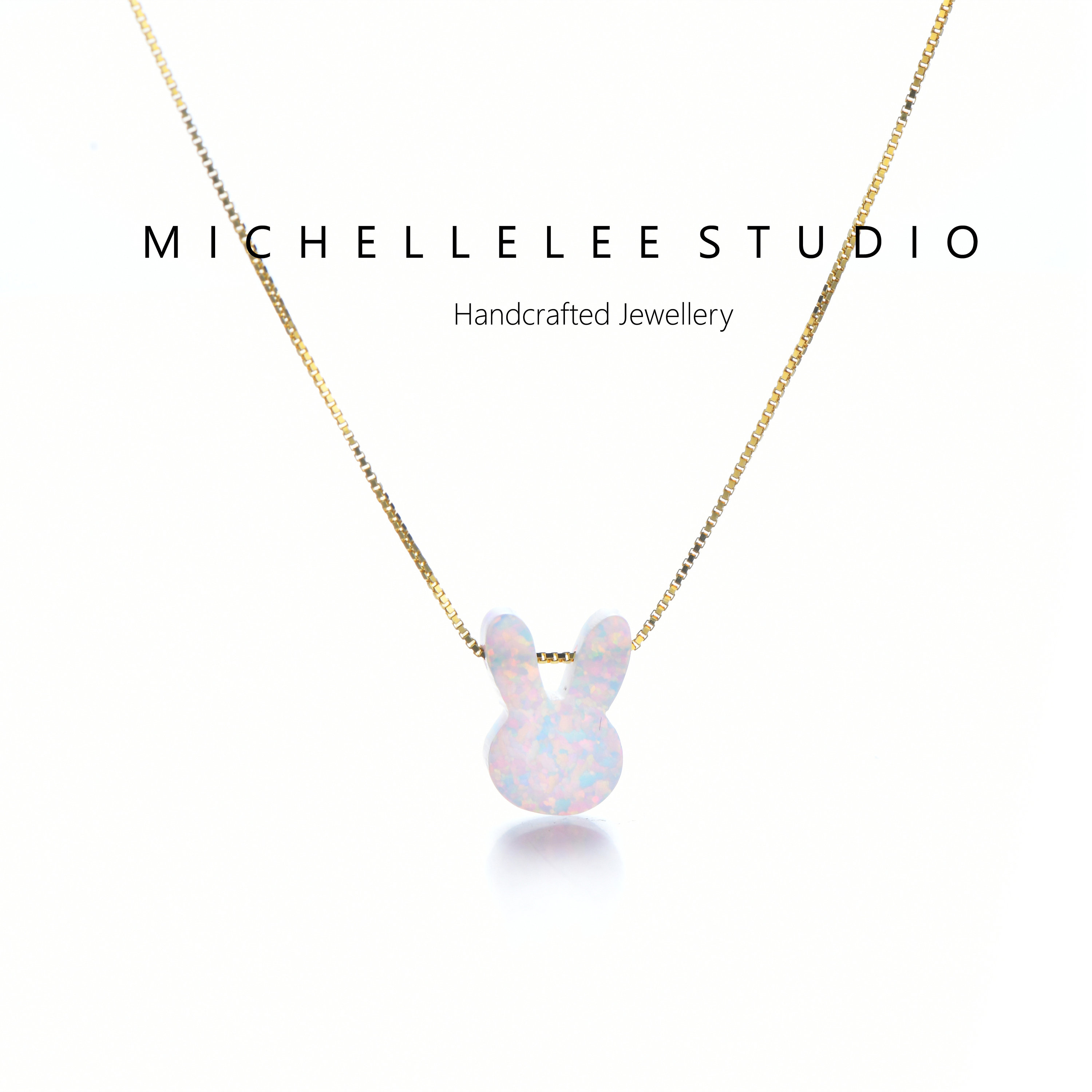 Rabbit Opal Necklace Bunny Necklacefire Opal Necklace White Etsy UK