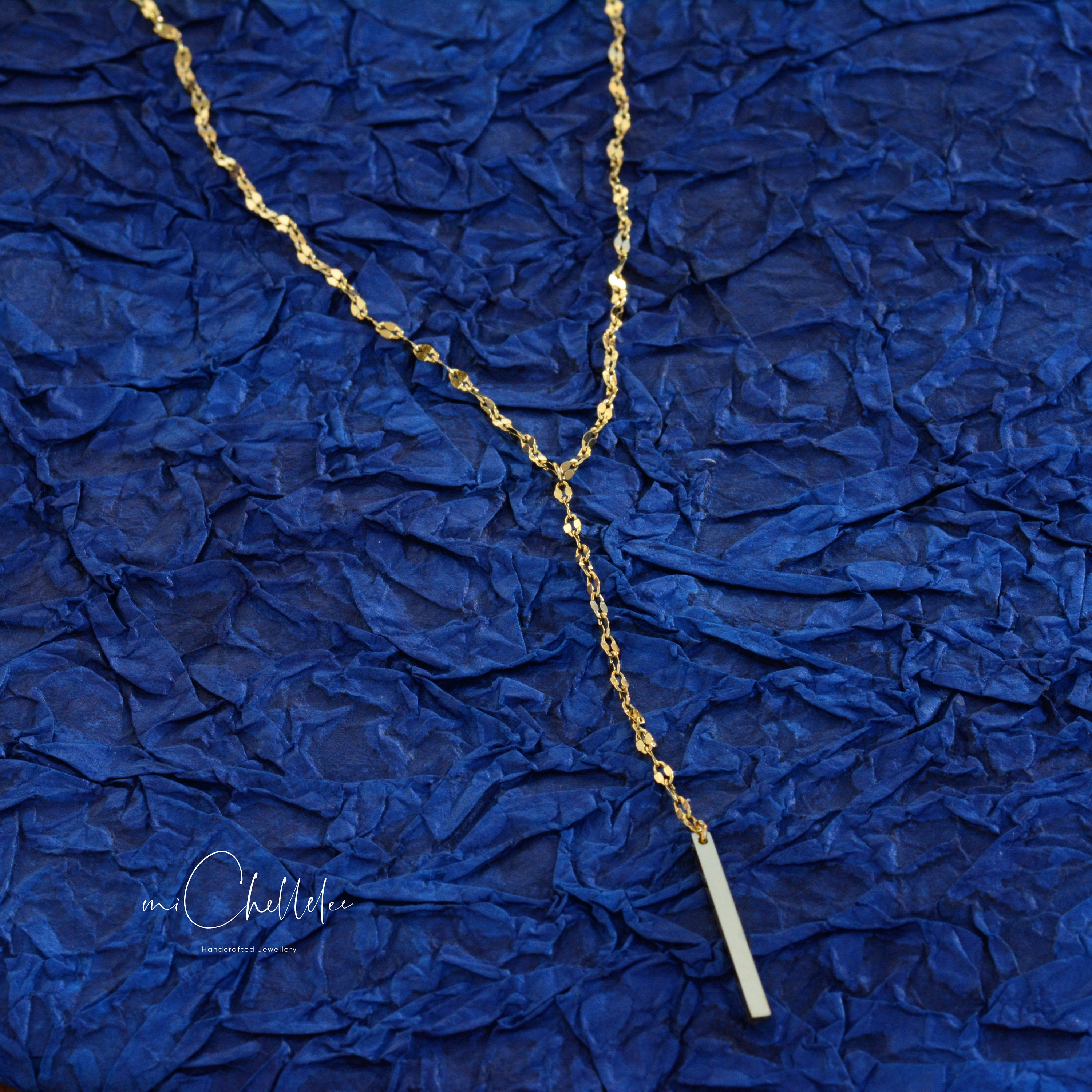 Gold Y Choker Necklace With Chain Down Front Stainless Steel Etsy UK