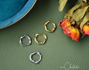 Twisted Hoop Earrings, Braided Huggie Earrings, Sterling Silver Huggie Hoops, Minimalist Gift for Her
