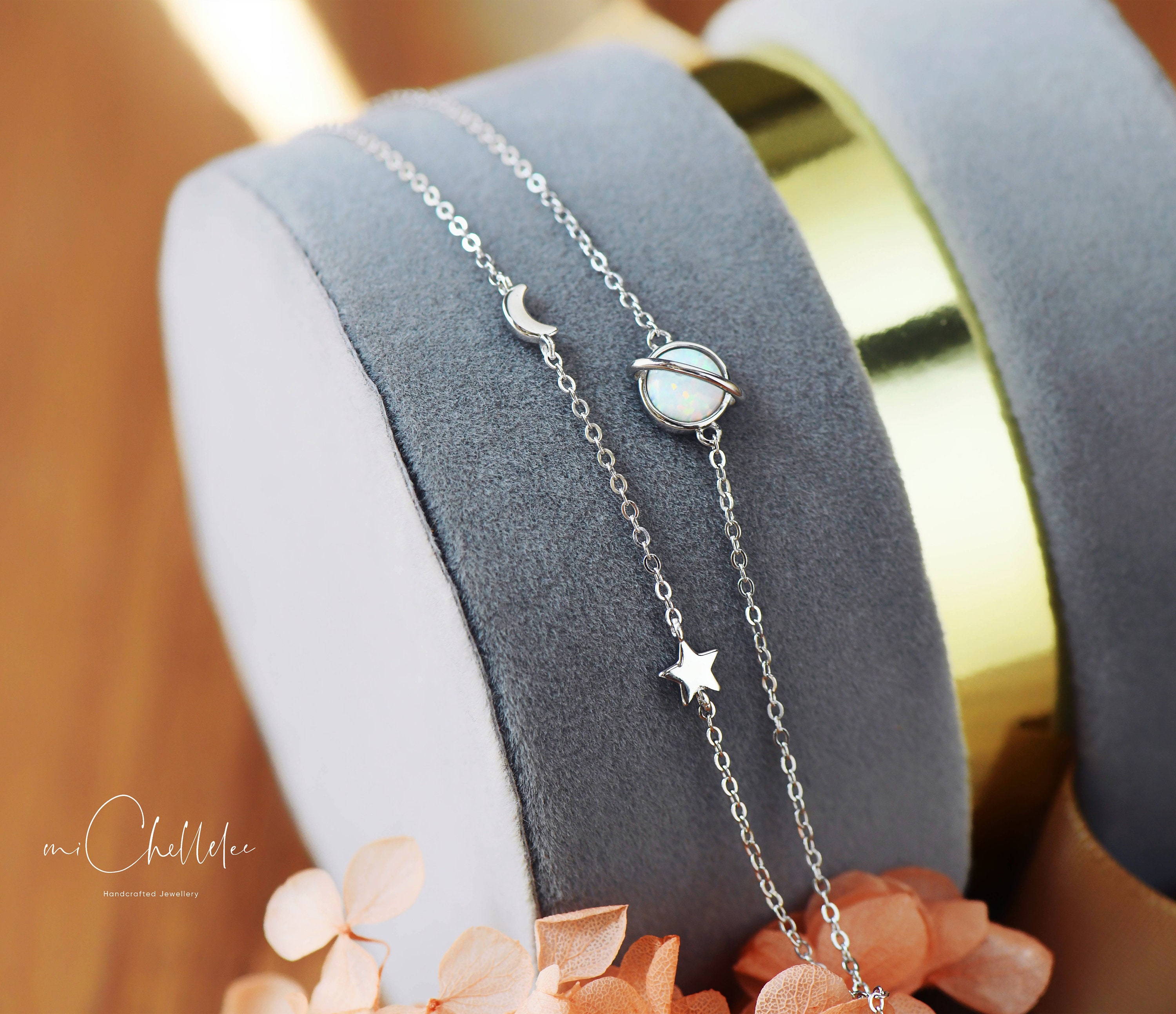 Moon and Saturn Necklace - Up to 50% Off - Etsy