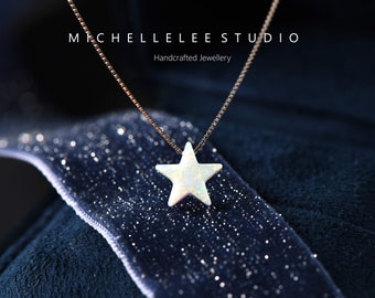 Star Opal Necklace, Fire Opal necklace, White Opal Necklace, Opal Star  Necklace with Sterling Silver Chain, Opal Jewelry