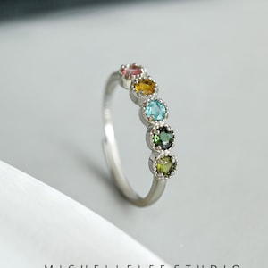Rainbow Natural Tourmaline Adjustable Ring, Multi Colour Tourmaline ...