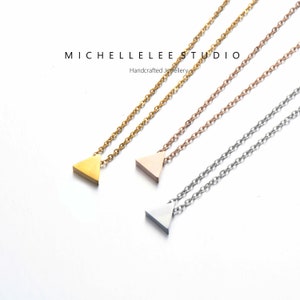 Stainless Steel Triangle Pendant Necklace, Gold Silver and Rose Gold ...