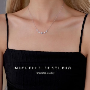 White Opal Necklace, Multi Shaped Opal Bead Necklace, Fire Opal Necklace image 3