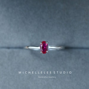 Sterling Silver Ruby Adjustable Ring, Red Gemstone Ring, Adjustable Sterling Silver Ring, July Birthstone