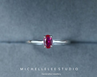 Sterling Silver Ruby Adjustable Ring, Red Gemstone Ring, Adjustable Sterling Silver Ring, July Birthstone