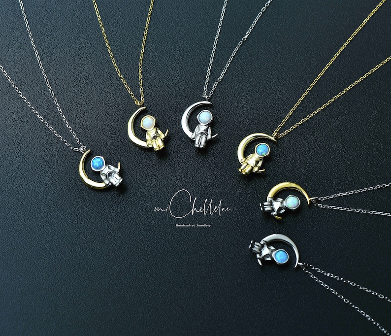 Spaceman Astronaut Pendant Necklace Sterling Silver Dangling - Etsy