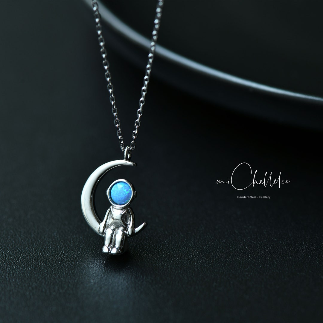 Spaceman Astronaut Pendant Necklace, Sterling Silver