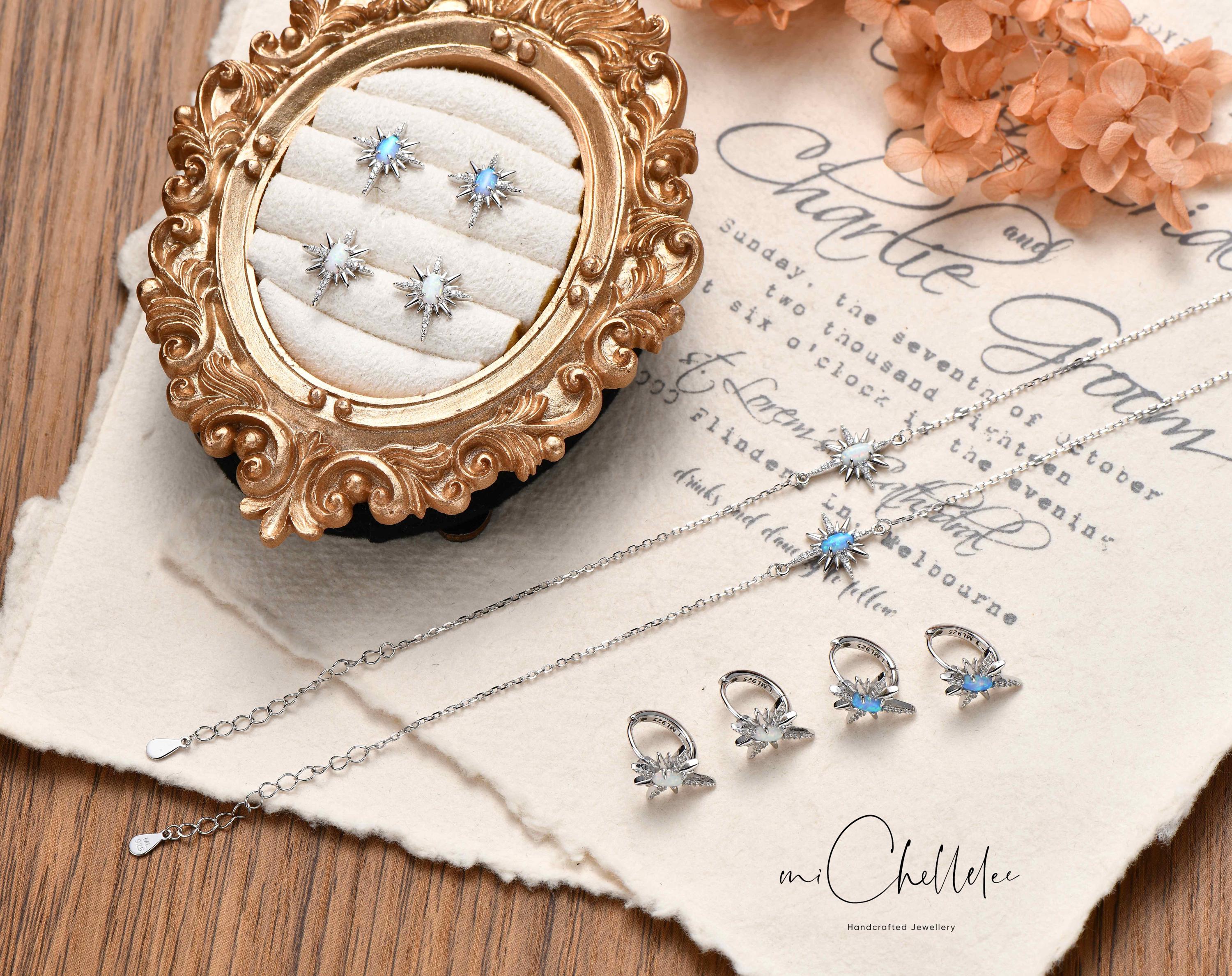 Collana con opale argento 925 stile coreano semplice