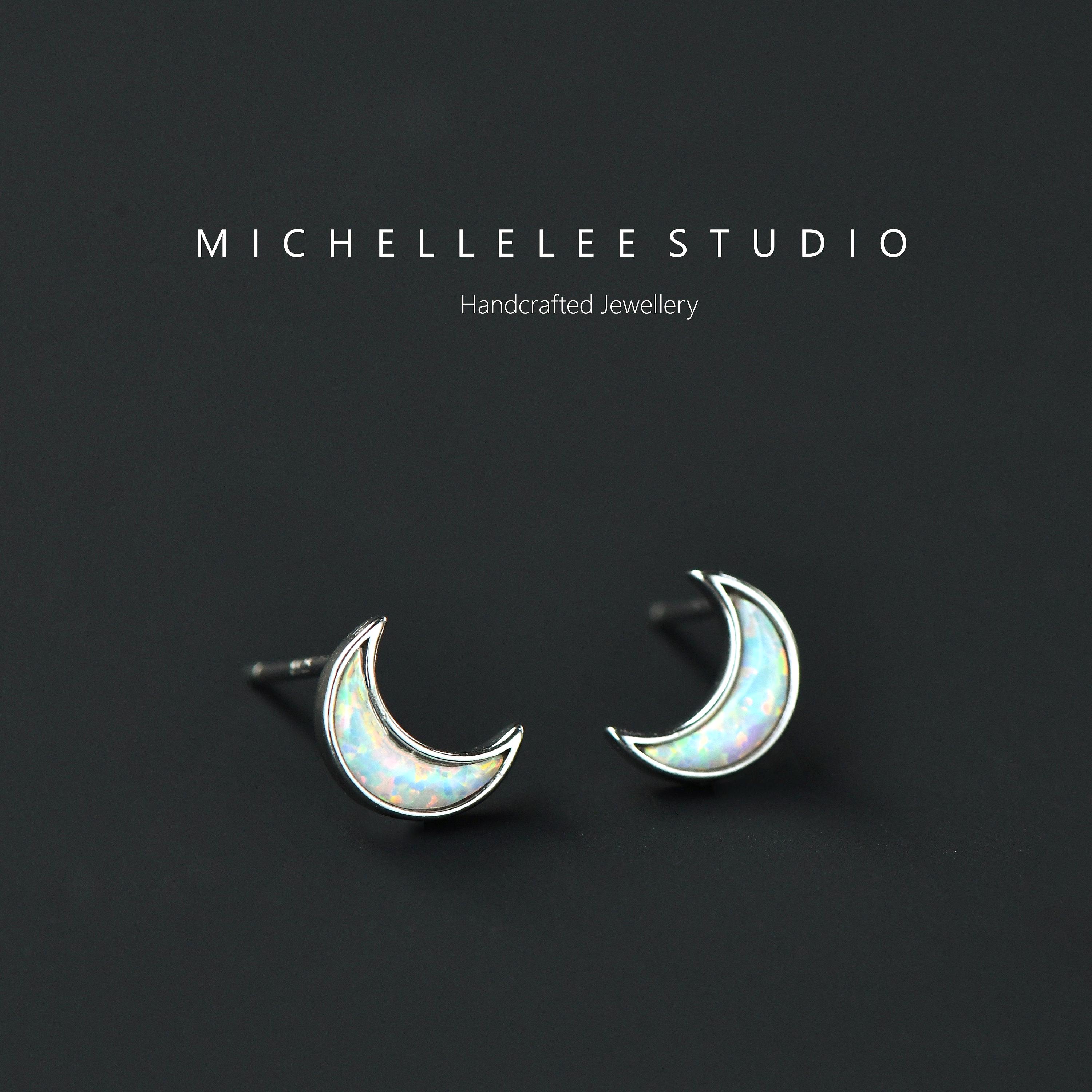 Orecchini A Bottone Luna Crescente In Argento Sterling 925 - Gioiello Elegante E Delicato - 3