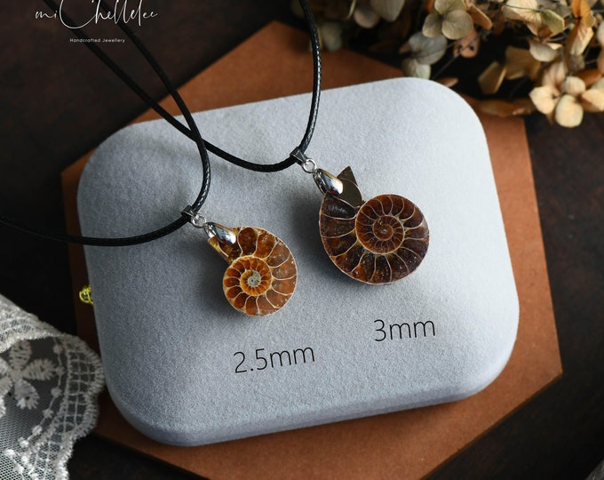 Real Ammonite Fossil Necklace, Gold Plated Chain, Nautical Jewelry