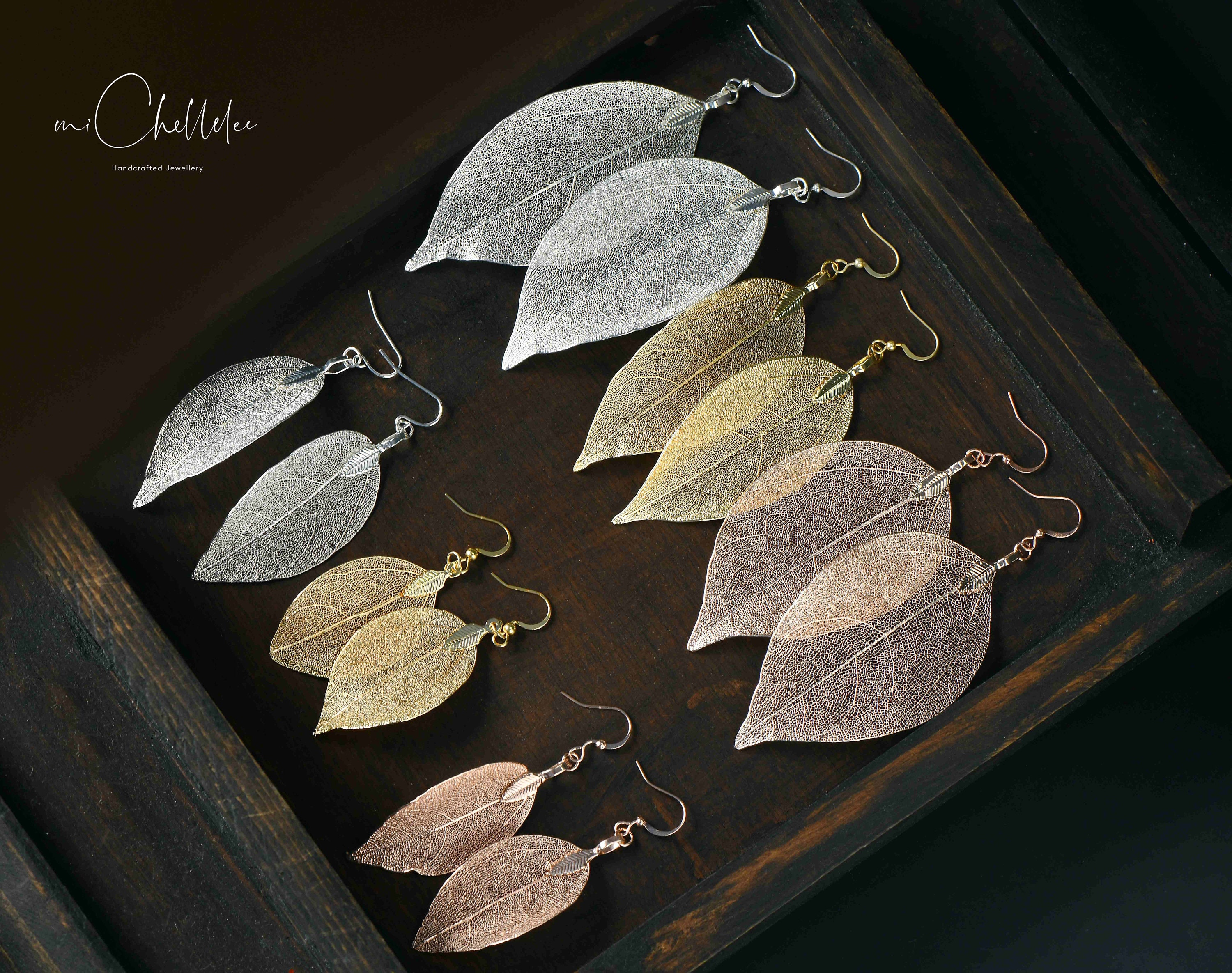 Leaf Skeleton Drop Earrings, Hook Earrings, Delicate and Elegant, 18ct Gold Plated or Silver Plated, Nature Inspired Jewellery