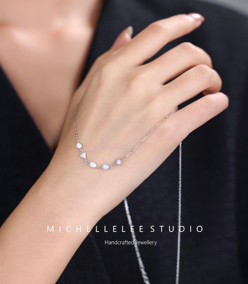 White Opal Necklace, Multi Shaped Opal Bead Necklace, Fire Opal Necklace image 1