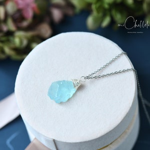 Aquamarine Earrings, Wire Wrapped Gemstone Sterling Silver Threaders, Threader Earrings, March Birthstone, baby blue image 3