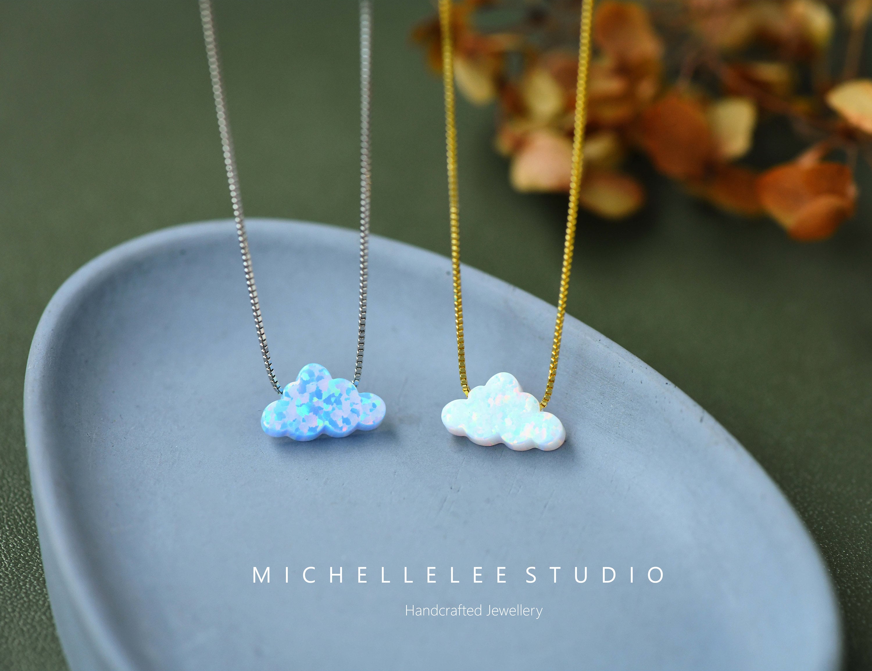 Cloud Opal Necklace Fire Opal Necklace White Opal Necklace Opal