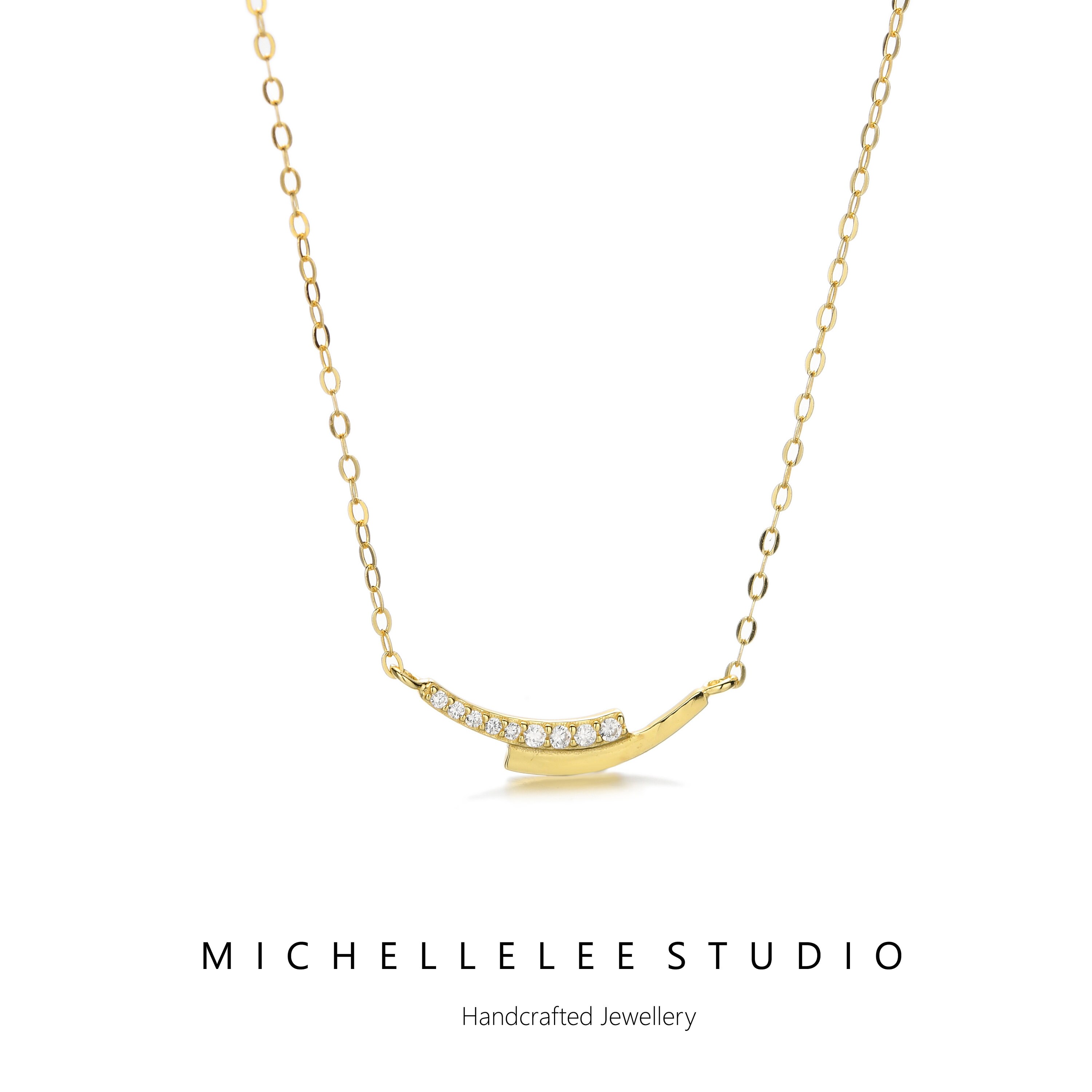 Sterling Silver Curved Bar Pendant 