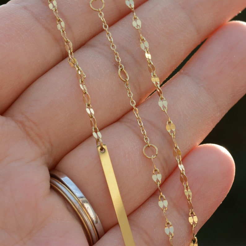 Collier ras du cou en or Y avec chaîne sur le devant, collier en Y en acier inoxydable, collier à paillettes dorées, bijoux délicats image 5