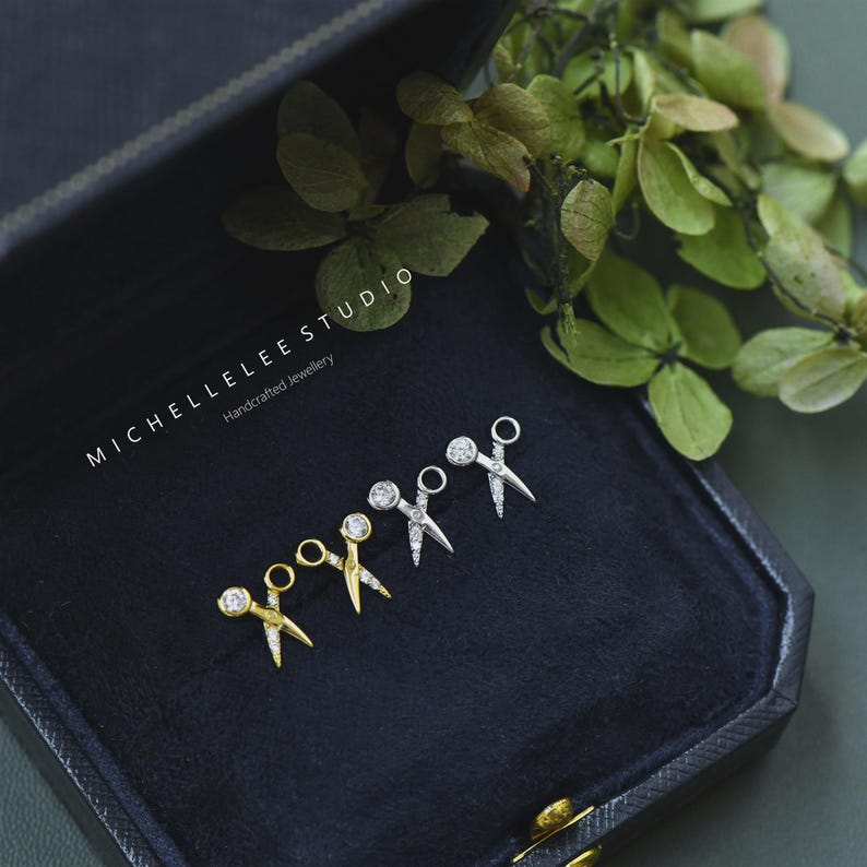 Tiny Scissors Pendant Necklace with CZ Crystals, Sterling Silver Scissor Necklace, Gift for Her, Mum image 13