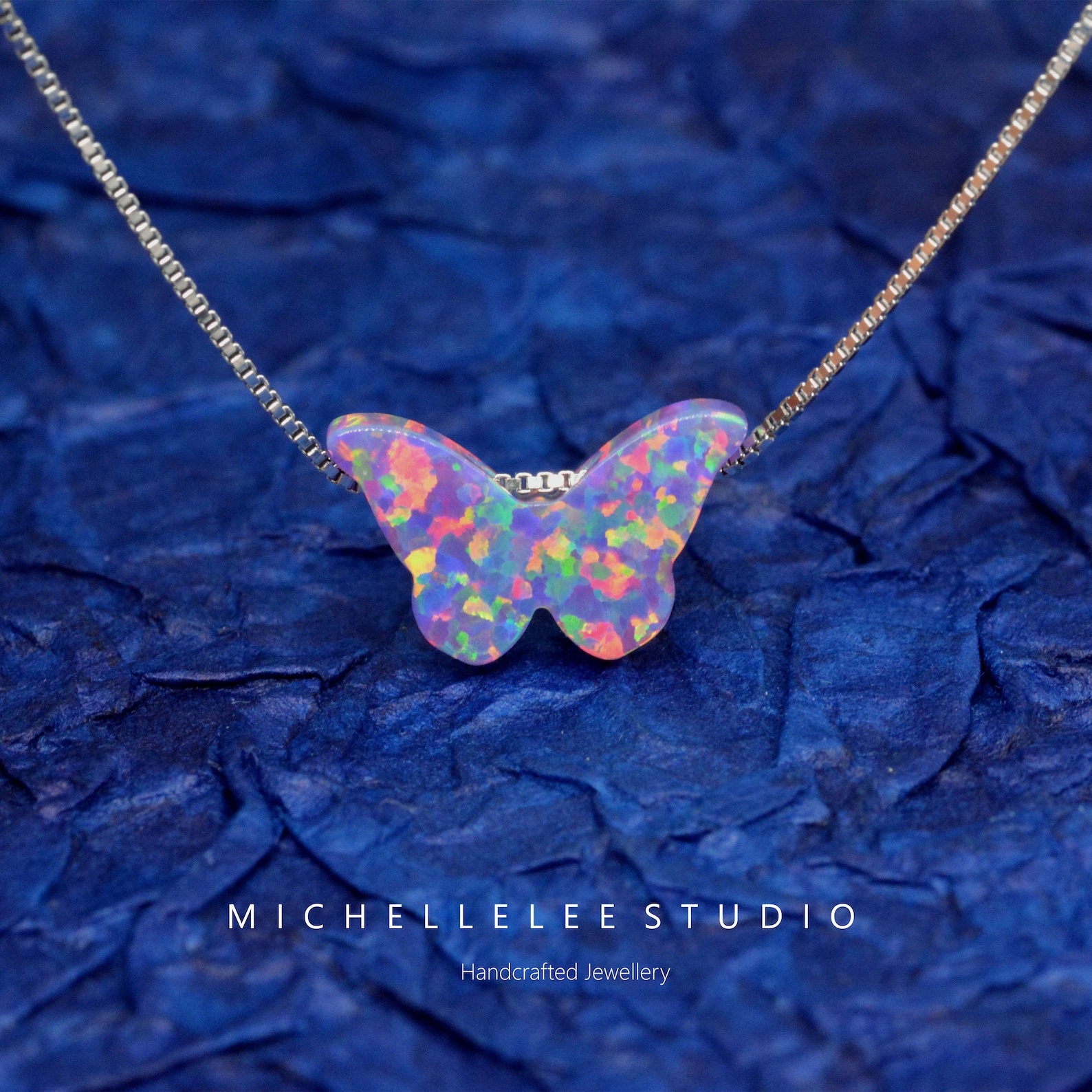 Opal butterfly necklace Clearance