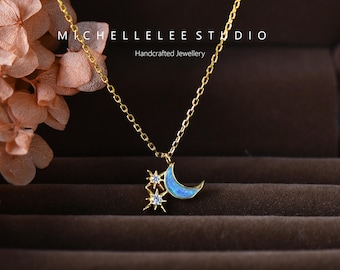 Collana Orgoglio Bisessuale Con Ciondolo Luna - Regalo Unico Per Amici, Blu Viola Rosa