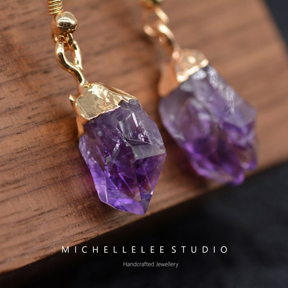 Pendientes de Uruguay natural crudo - Etsy España