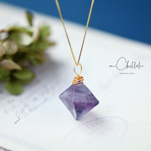 Raw Amethyst Crystal Pendant Necklace 