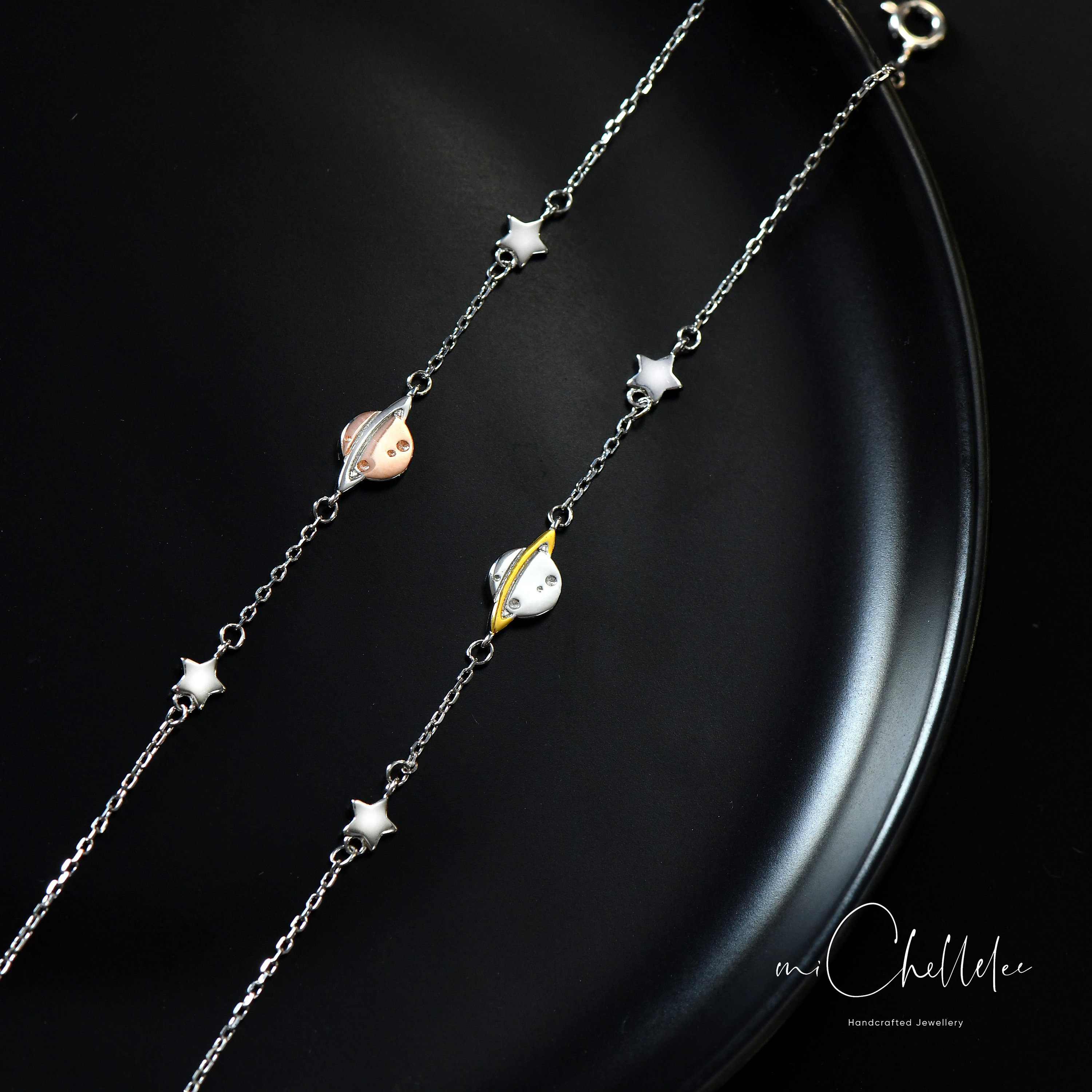 Sterling Silver Saturn Bracelet: Solar System Planet Jewelry - Etsy