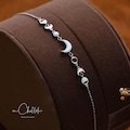 White Opal Moon Phases Anklet, Fire Opal Crescent Moon Sterling Silver Anklet, Gift for Her, October Birthstones