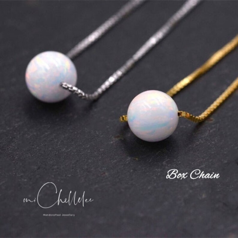 Tiny White Opal Bead Necklacedelicate and Minimalist Sterling Etsy UK