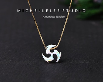 Opal Ninja Star Necklace: Sterling Silver Chain, Genshin Inspired