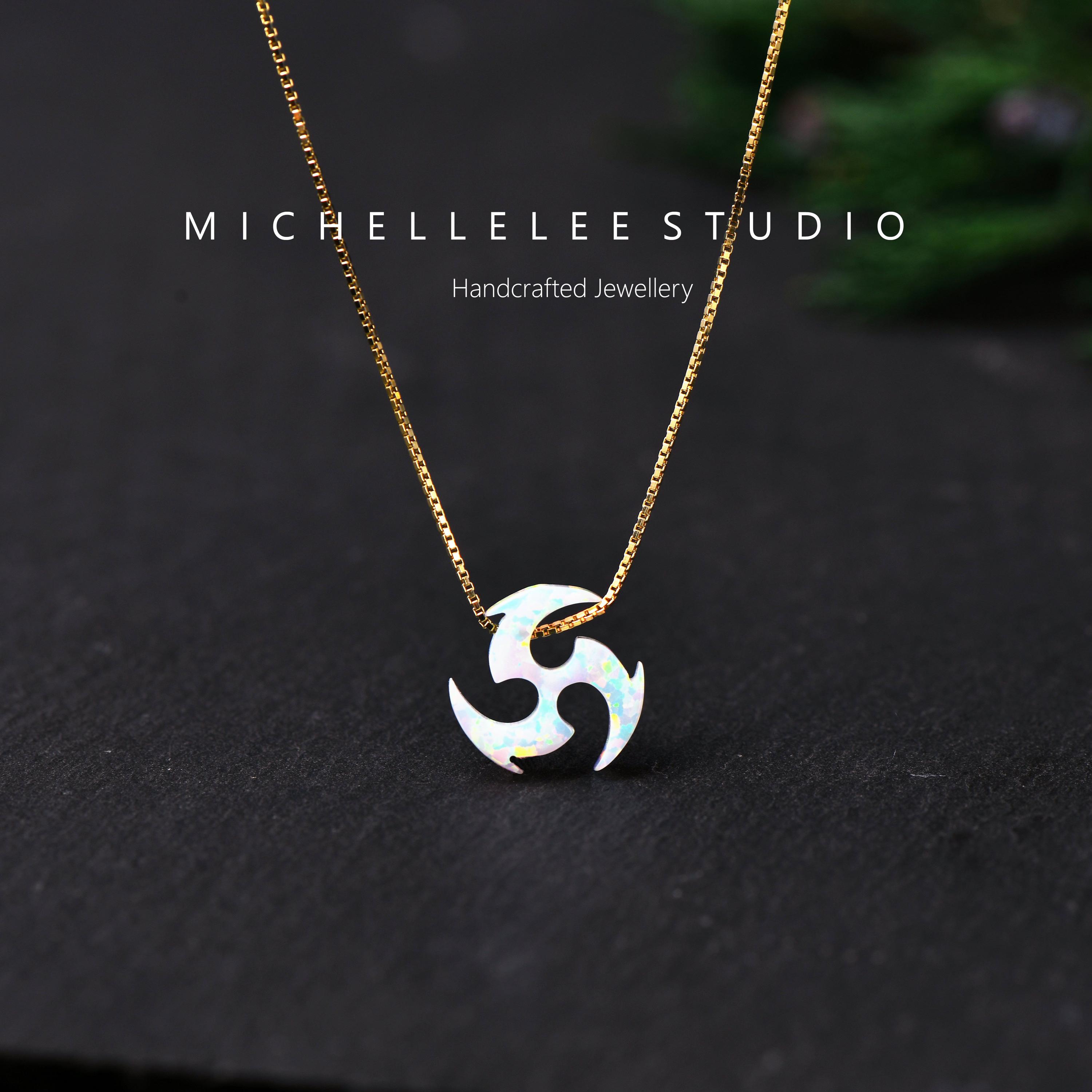 Opal Ninja Star Necklace: Sterling Silver Chain, Genshin Inspired