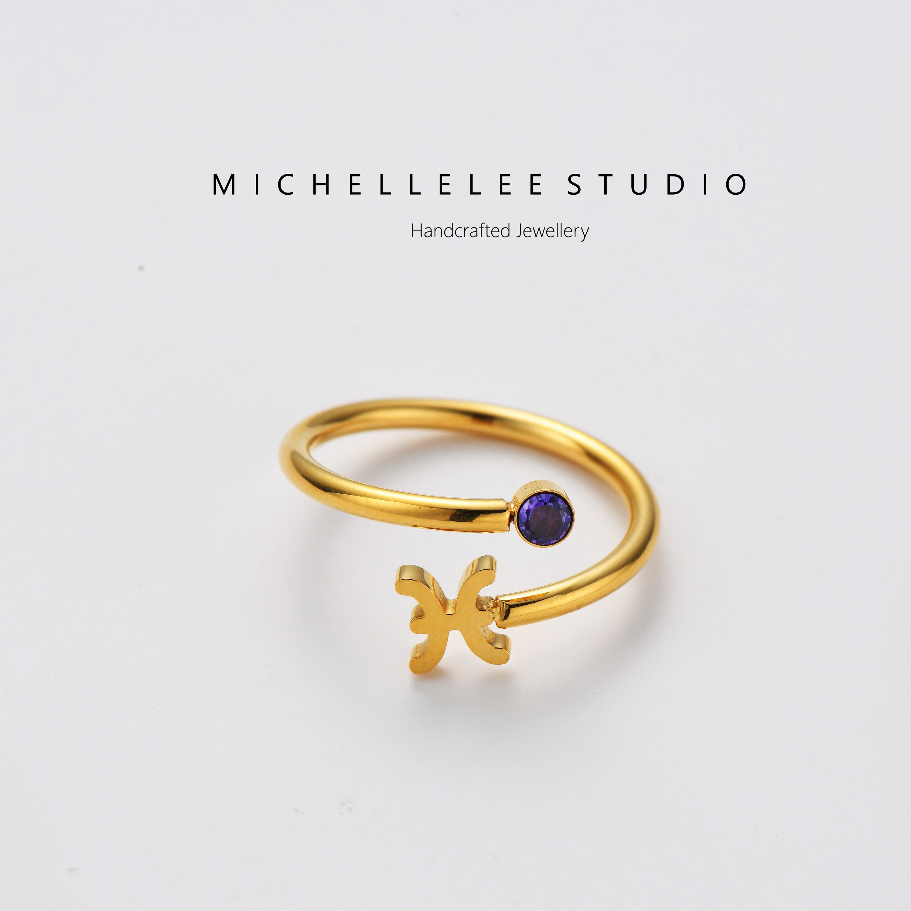 Stainless Steel Zodiac Ring with Birthstone, Constellation Ring, Sign Ring, Personalised Birthday Gift, Christmas Gift