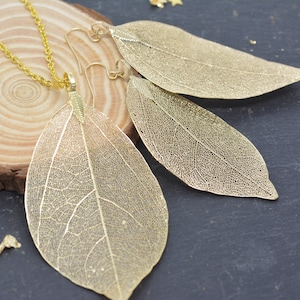 Leaf Skeleton Pendant Necklace, 18ct Gold Plated or Silver Plated, Nature Inspired Jewellery image 4