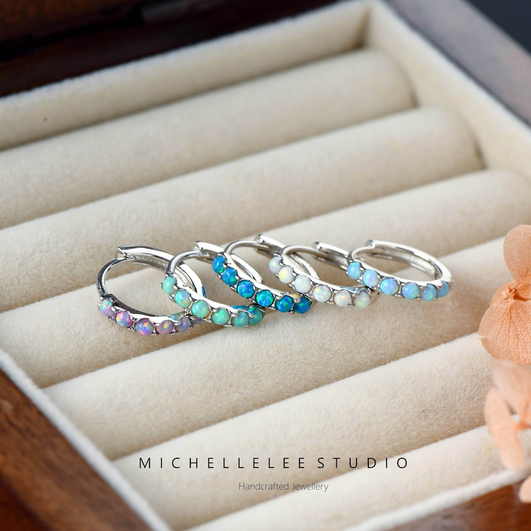 Chic Blue Fire Opal Circle Hoop Earrings main image 0