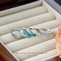 Fire Opal Huggie Hoop Earrings, White Opal and Blue Opal Sterling Silver Earrings, Simple Hoop Earrings