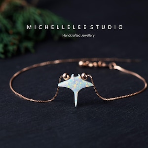 Mantarog-opaalarmband, sterlingzilveren ketting, zeedier