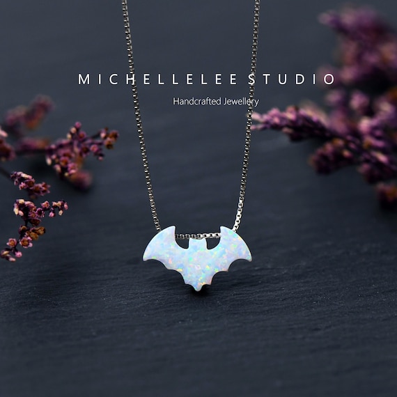 White Bat Opal Necklace, Fire Opal Necklace, White Opal