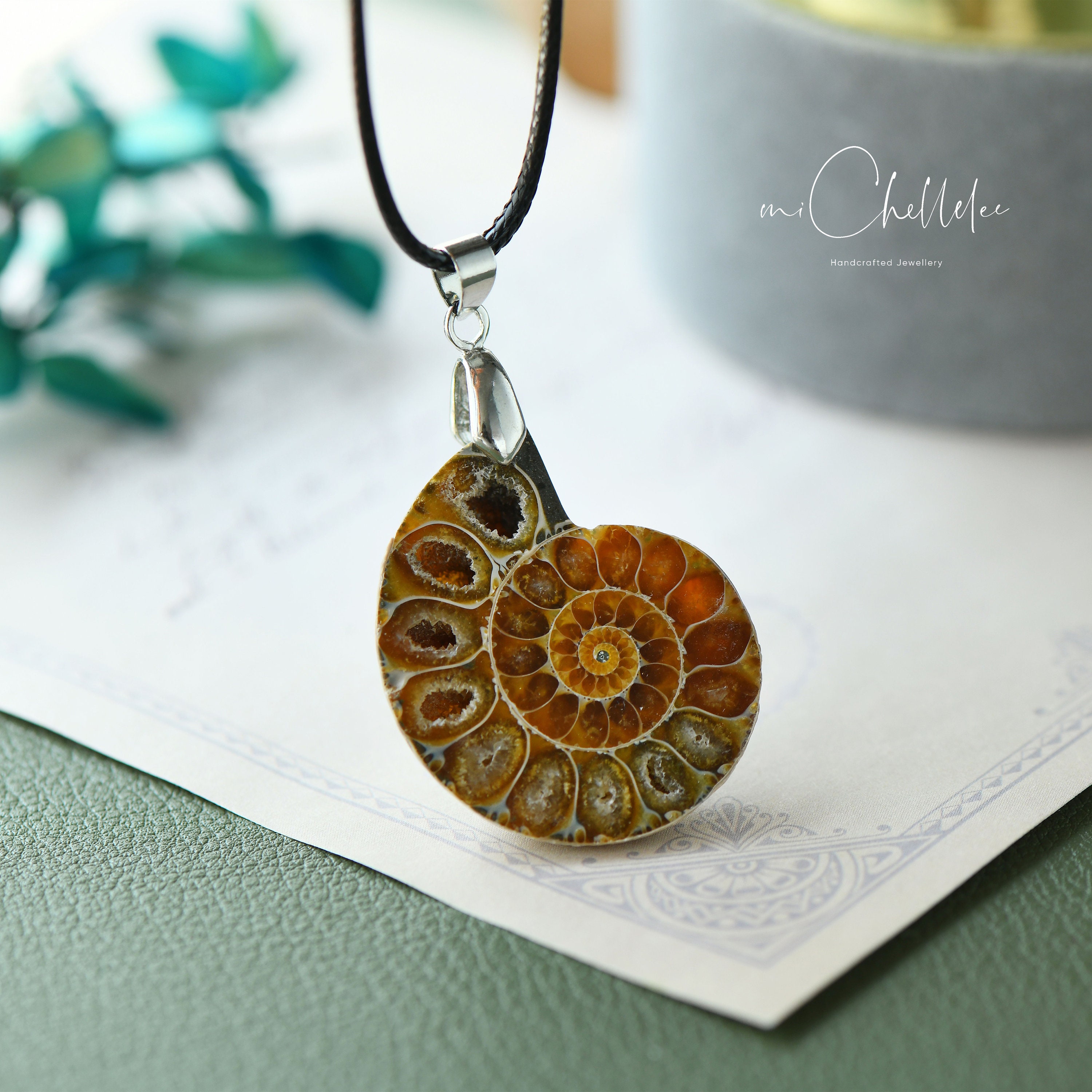 Ammonite Fossil Shell Necklace Real Ammonite Necklace Gold - Etsy