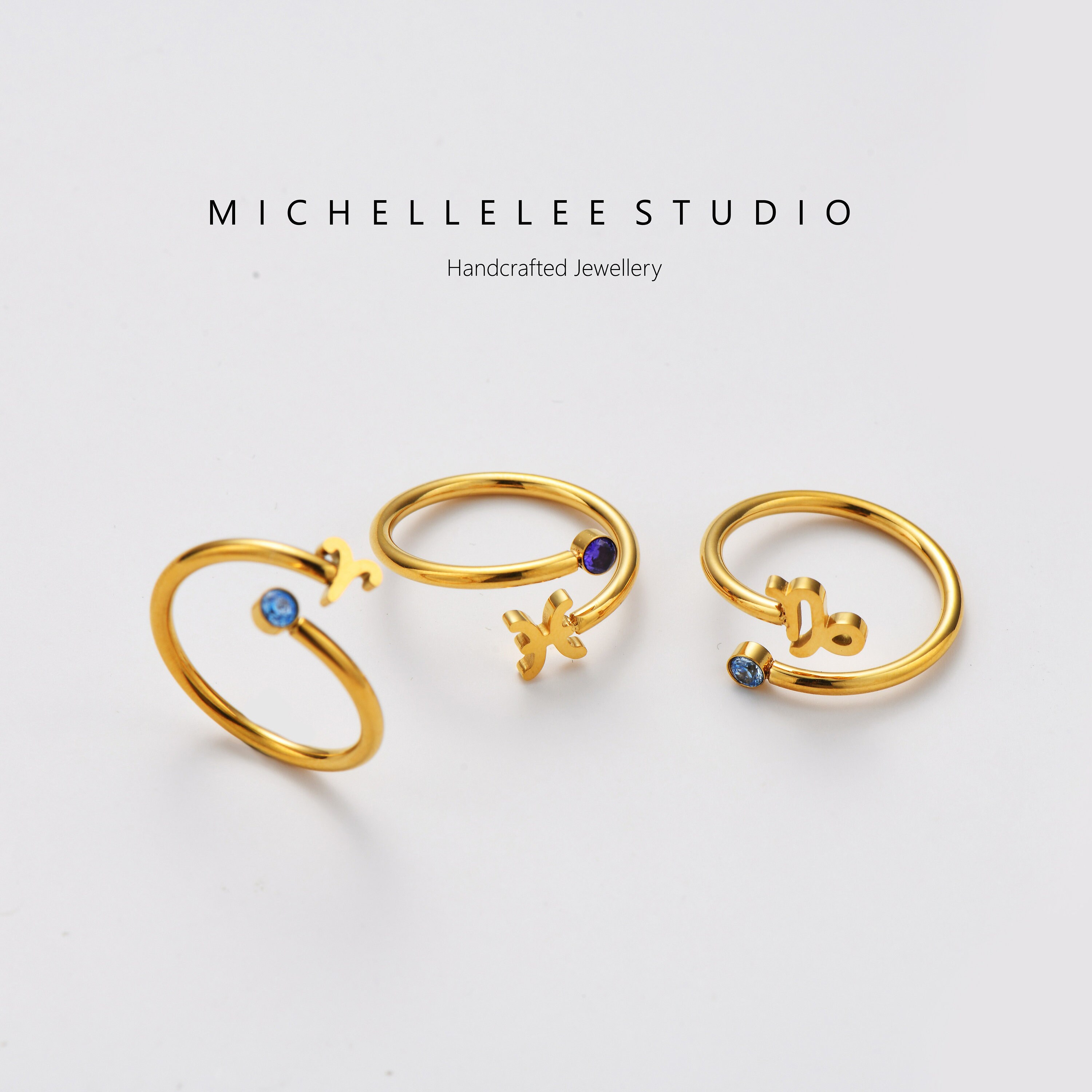 Stainless Steel Zodiac Ring with Birthstone, Constellation Ring, Sign Ring, Personalised Birthday Gift, Christmas Gift