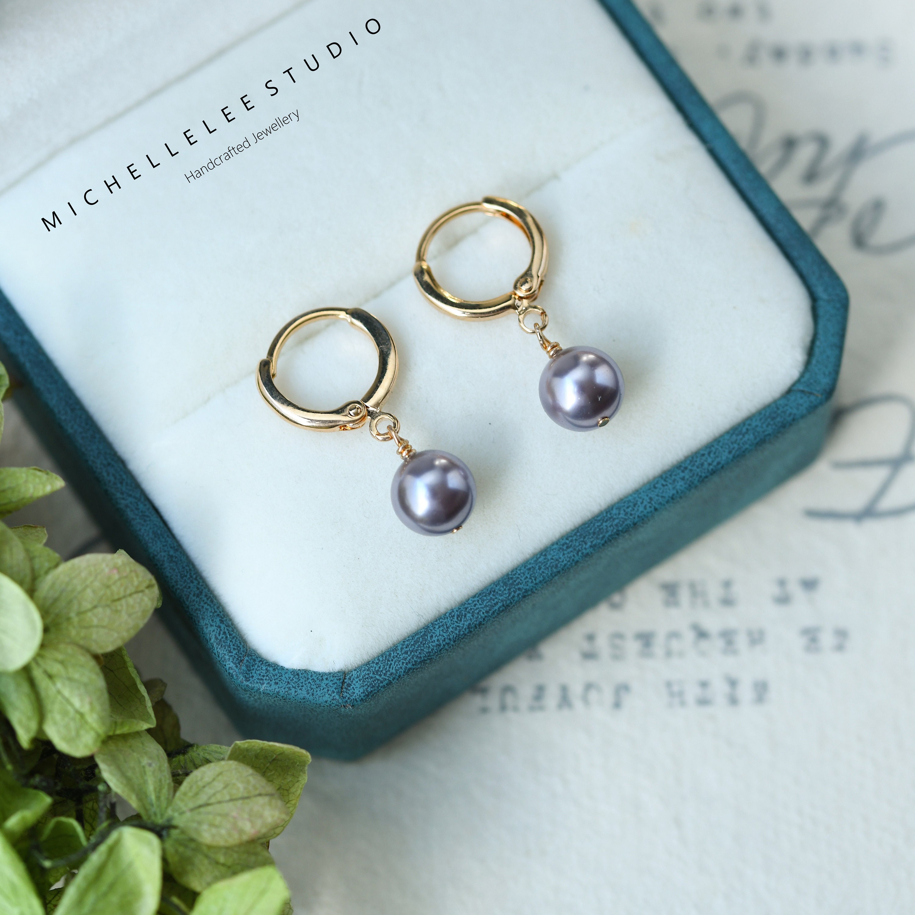 Buy Dangling Pearl Huggie Hoops Earrings 14K Gold Plated White