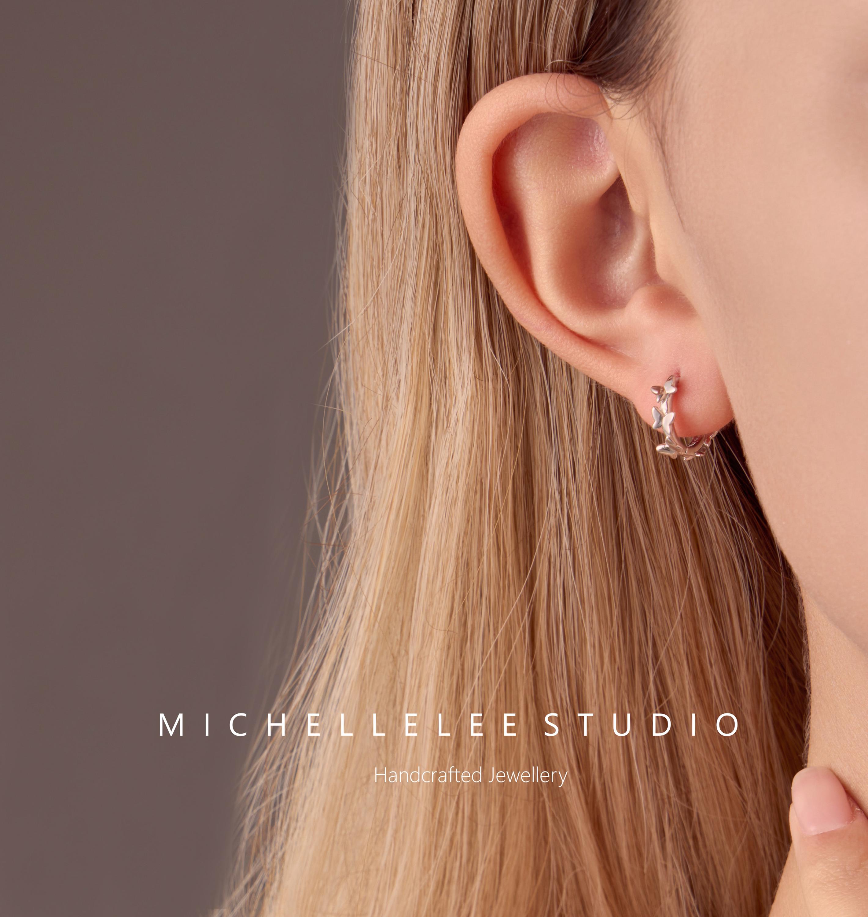 Dainty Butterfly Huggie Hoop Earrings, 3D Butterfly Hoop Earrings, Gift for Her