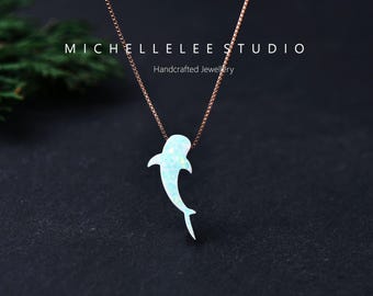Blue Opal Whale Shark Necklace, Sterling Silver Chain - Etsy