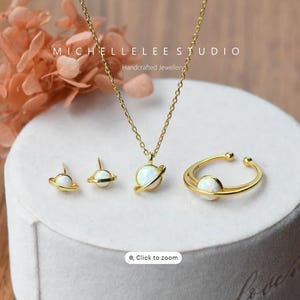 Fire Opal Planet Stud Earrings in Sterling Silver,  Saturn Earrings, 18K Gold Fire Opal Bead Stud, Minimalist Geometric