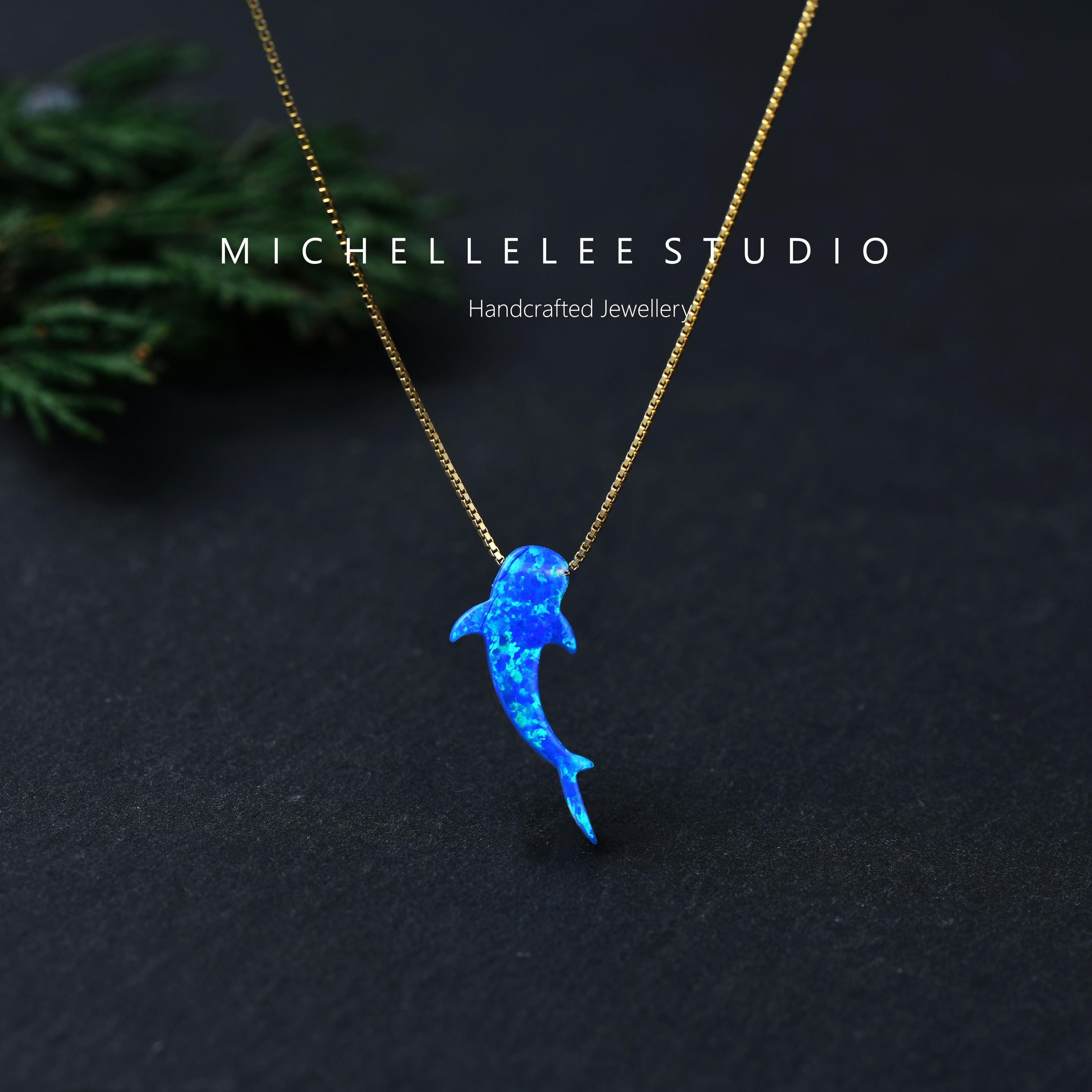 Blue Opal Whale Shark Necklace, Sterling Silver Chain - Etsy