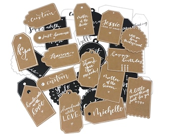 Custom gift tags personalized wedding bridesmaid groomsman welcome tags favors handwritten valentine's day valentines gift bag birthday gift