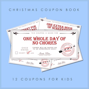 Libro de cupones para niños Regalo divertido Vale de Navidad para niños Relleno de medias Regalos de recompensa para niños Boleto de cupón Regalos de cumpleaños festivos para menores de 20 años
