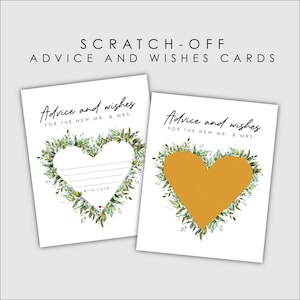 Raspe las tarjetas de consejos y deseos para los recién casados que pronto serán el Sr. Sra. Esposo y esposa Palabras de sabiduría Buenos deseos Boda Despedida de soltera