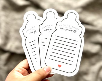 PRINTED Advice and Wishes Cards for the new parents baby shower new mom and dad parents to be gender reveal gender neutral cute baby bottle